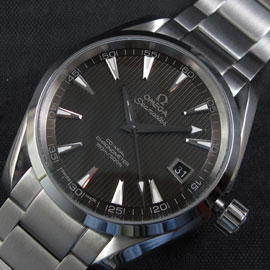 機能性良いOMEGA シーマスター アクアテラ-  Asian ETA ムーブ Automatic デイト 夜光 ブラック