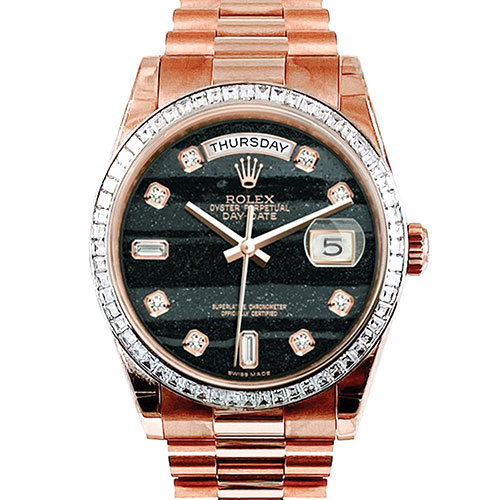 [高品質ロレックススーパーコピー Ref.118395BR デイデイト36mm フェライト×10Pダイヤ文字盤